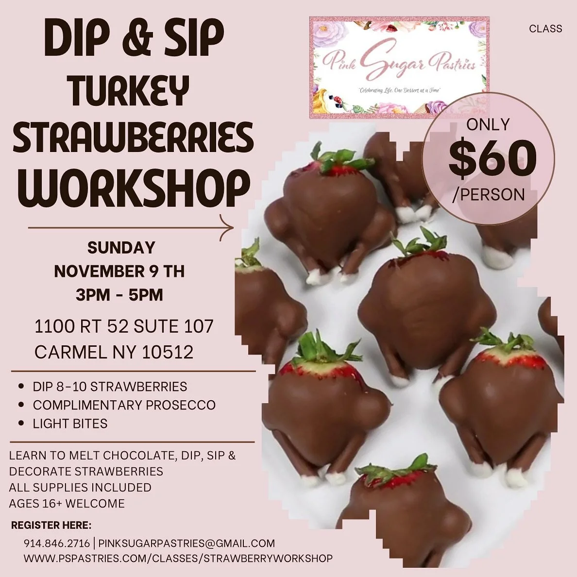 🎉✨ Our November &amp; December Baking Classes are officially live! ✨🎉
From chocolate dipped turkey strawberries 🦃🍓 to vintage Christmas cakes 🎄 and festive buttercream cupcakes 🧁 We&rsquo;ve got something sweet for everyone this holiday season!