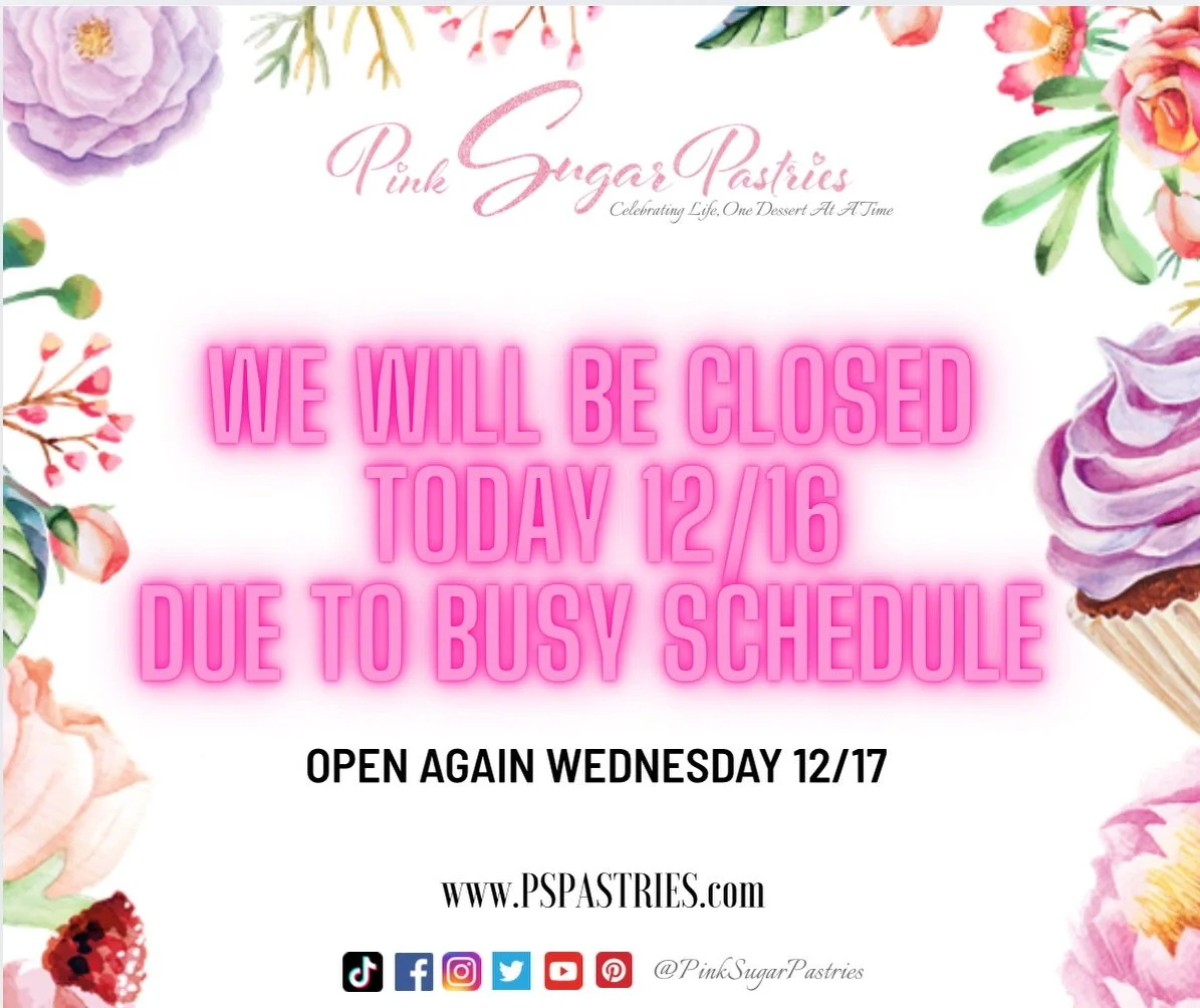 Sweet Friends! We&rsquo;ll be closed today as we&rsquo;re busy working on some large corporate orders for this week. Thank you for your understanding and continued support 💕