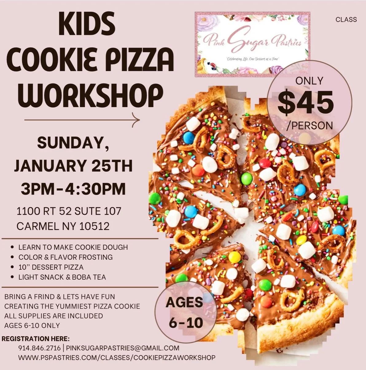 Little bakers, big fun! 🍪🍕
Our Kids Cookie Pizza Workshop is the sweetest way to spend a Sunday! Kids will make cookie dough, color frosting, and decorate their own 10&rdquo; cookie pizza loaded with fun toppings 🎨✨
Plus&hellip; boba tea &amp; sna