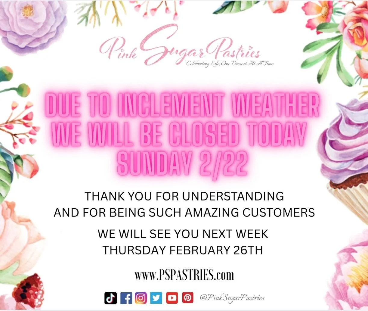 As much as we don&rsquo;t like closing, the snow and road conditions today just feel too unpredictable. Rather than risk it later on, we will close today. Thank you for always supporting us, understanding us, and loving on our little pink shop the wa