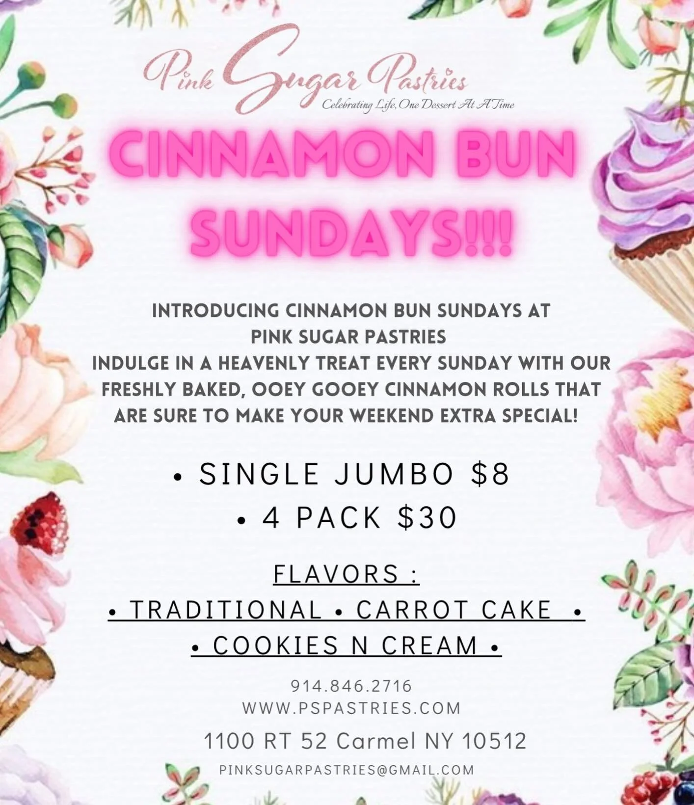 Cinnamon Bun Sunday 4/5/2026 😍✨
This Easter Sunday, treat yourself to the ultimate weekend indulgence with our fresh, ooey gooey cinnamon buns 🤍 Whether you love them traditional, carrot cake, or cookies n cream&hellip; we&rsquo;ve got something fo