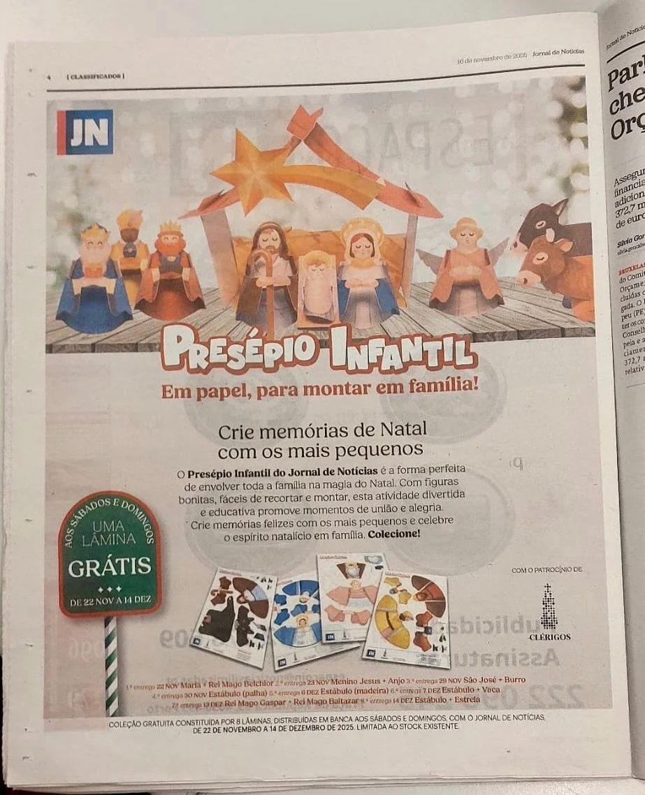 Si vives en Oporto (Portugal) esto te interesa. A partir del 22 de noviembre, podr&aacute;s encontrar en el peri&oacute;dico JN &ndash; Jornal de Noticias un precioso Bel&eacute;n de papel para montar en familia. Una actividad por entregas que nos in