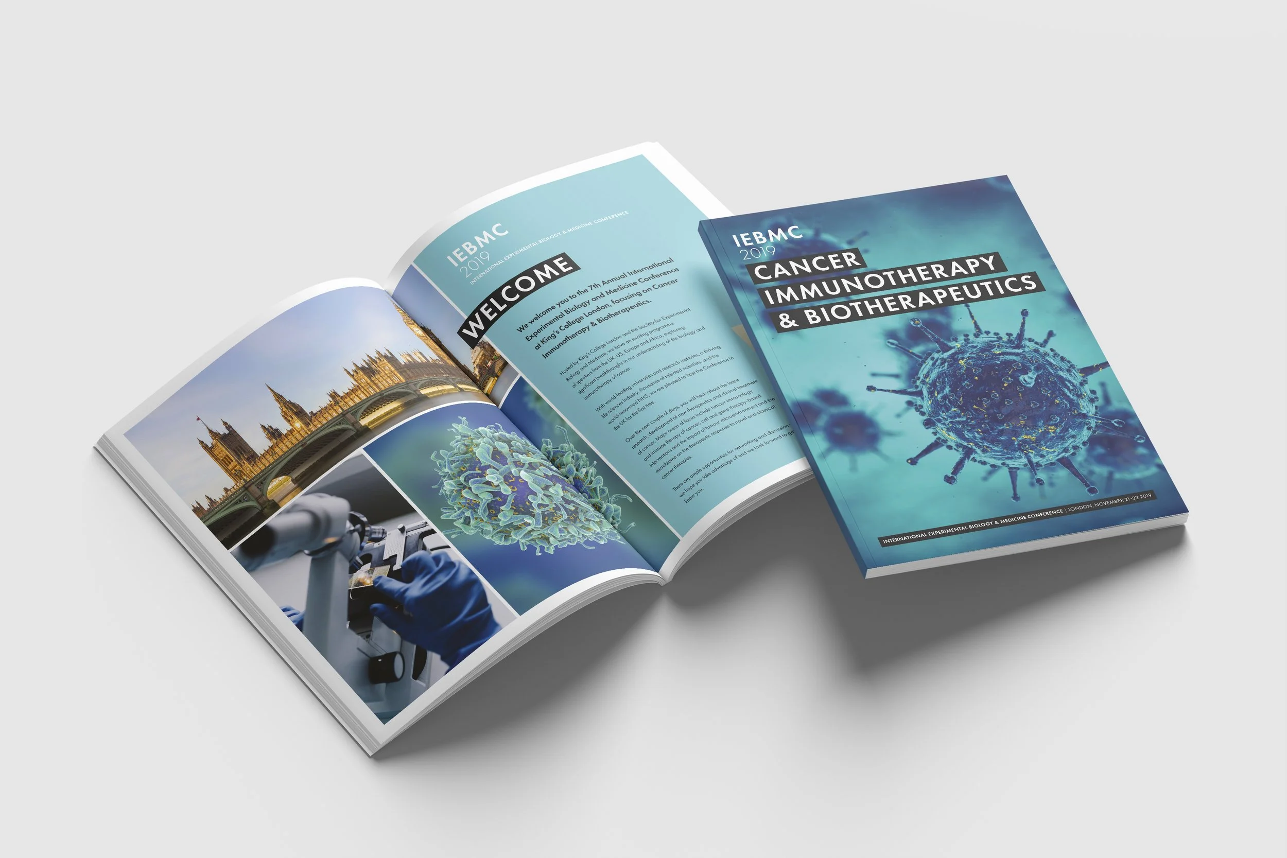  Client: Medcity Project: IEBMC Conference Brochure  Design and print management for the International Experimental Biology &amp; Medicine Conference brochure. 