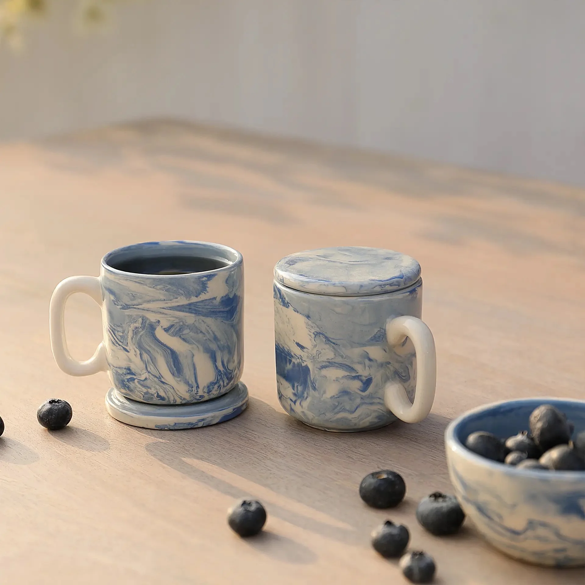 Aqua Ceramic Mug Set of Two