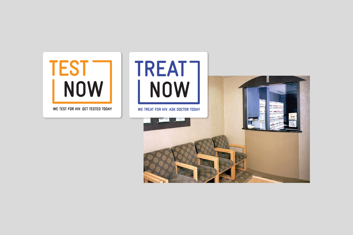 These vinyl decals are displayed in the waiting room of the provider’s office. They signify that the office is a testing location, treatment location, or participant in the Protect Baltimore campaign. The stickers also show that testing is a regular procedure at the practice.
