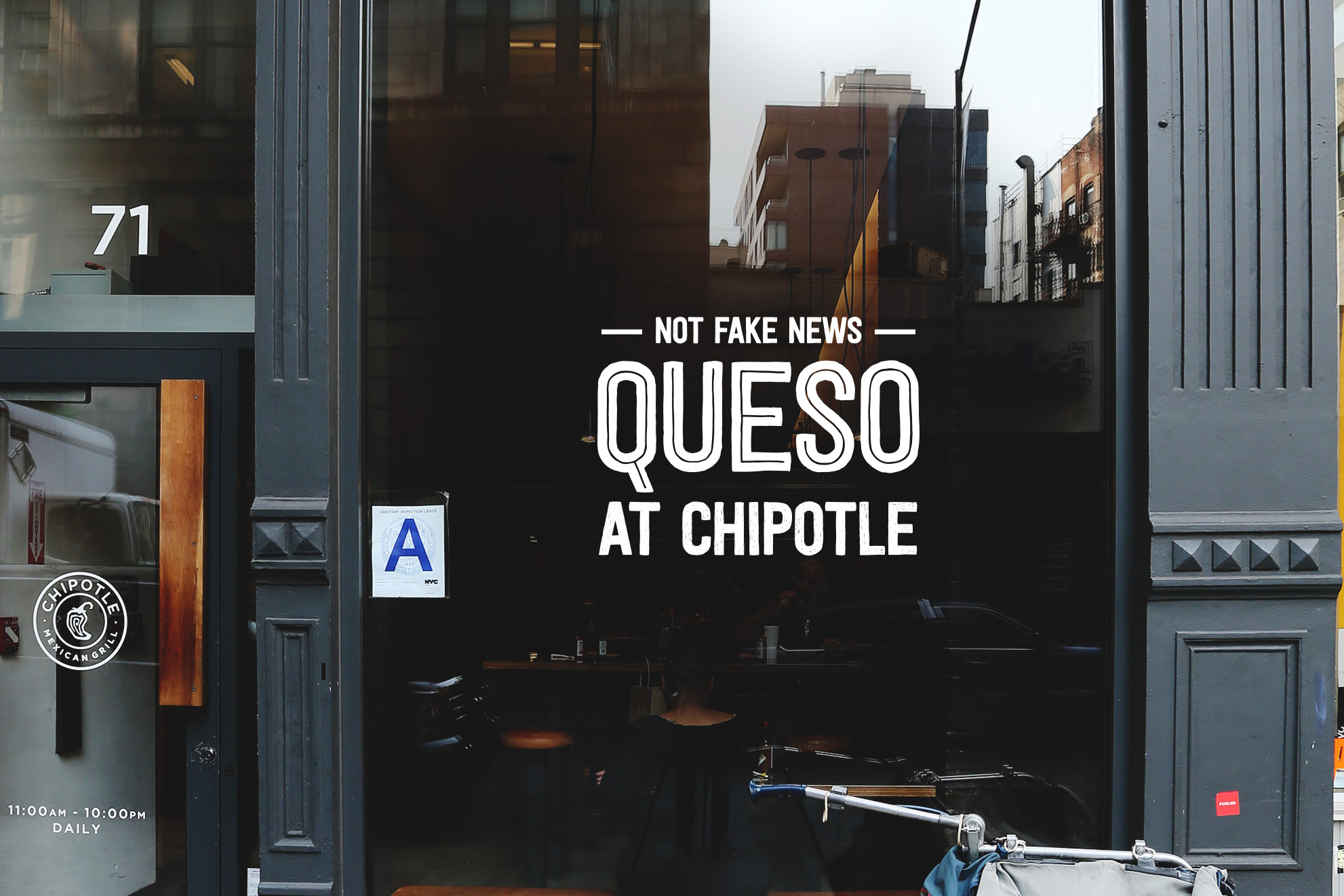 Window graphics are effective ways to advertise towards the walking crowd. Rather than adding photos and colors to the window graphics like many typical fast-food restaurants do, I designed the type lock up that is simple, yet graphic and attention-grabbing.