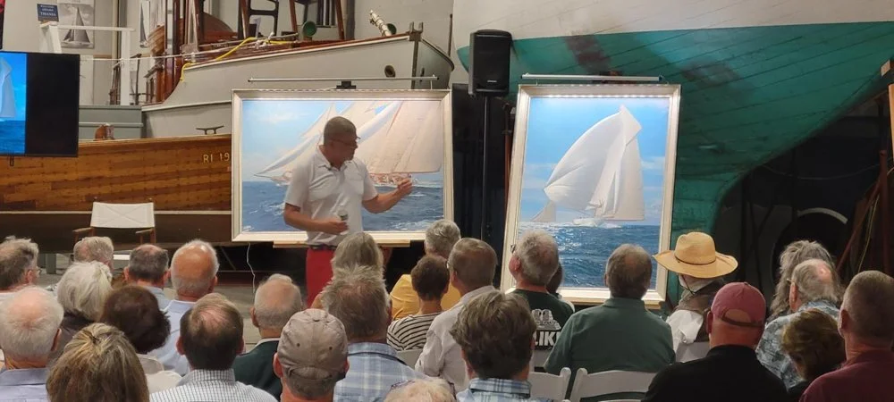 Shane explaining the story behind each painting