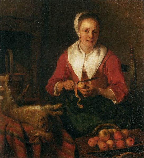 Woman Peeling Apples (Gabriel Metsu, 1629-1667). From the collection of the Louvre Museum.