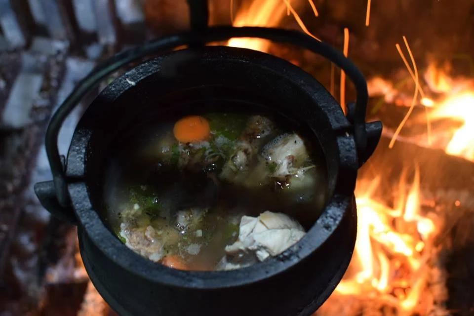 Bubble, Bubble. The stock simmering over the fire.