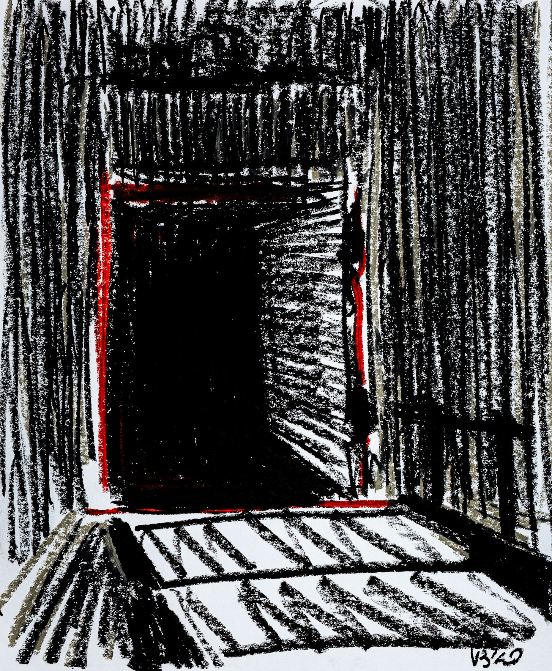 Black Door, 2020 - oil pastel on paper, 14x17in