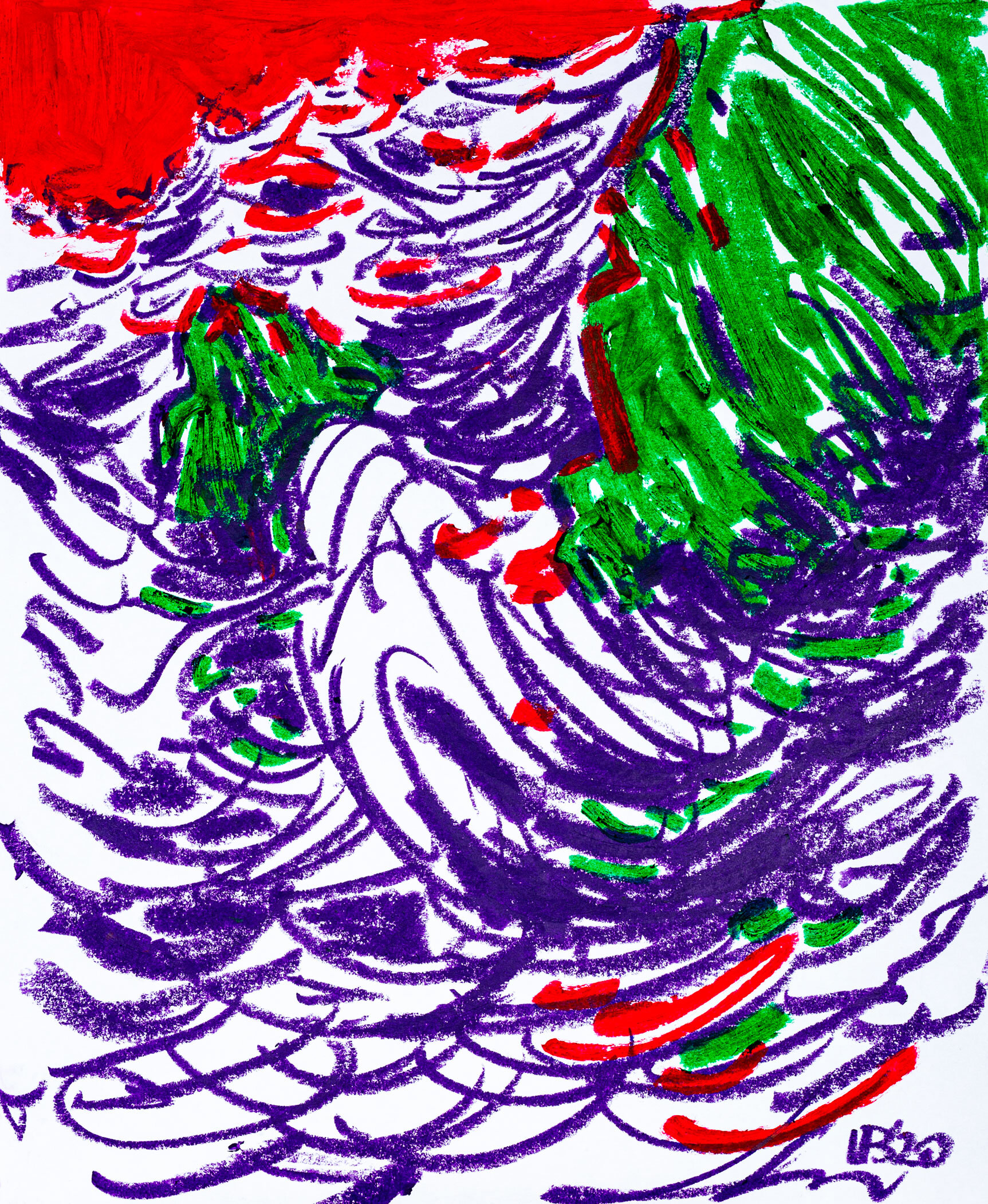 Waves, 2020 - tempera sticks on paper, 14x17in