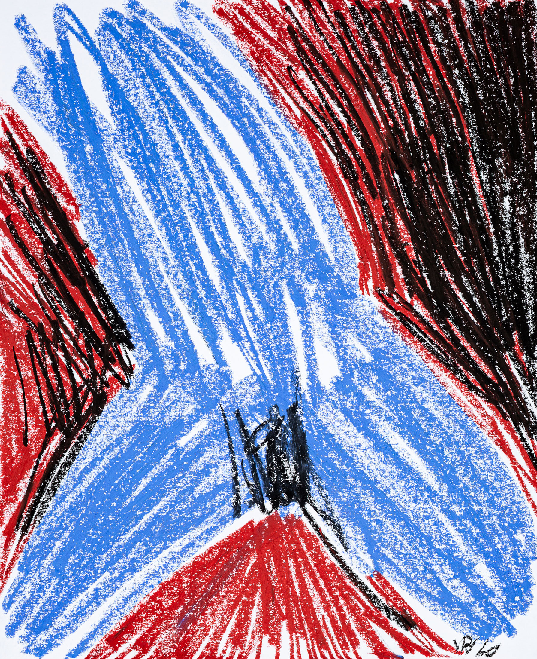 Blue Figure, 2020 - oil pastel on paper, 14x17in