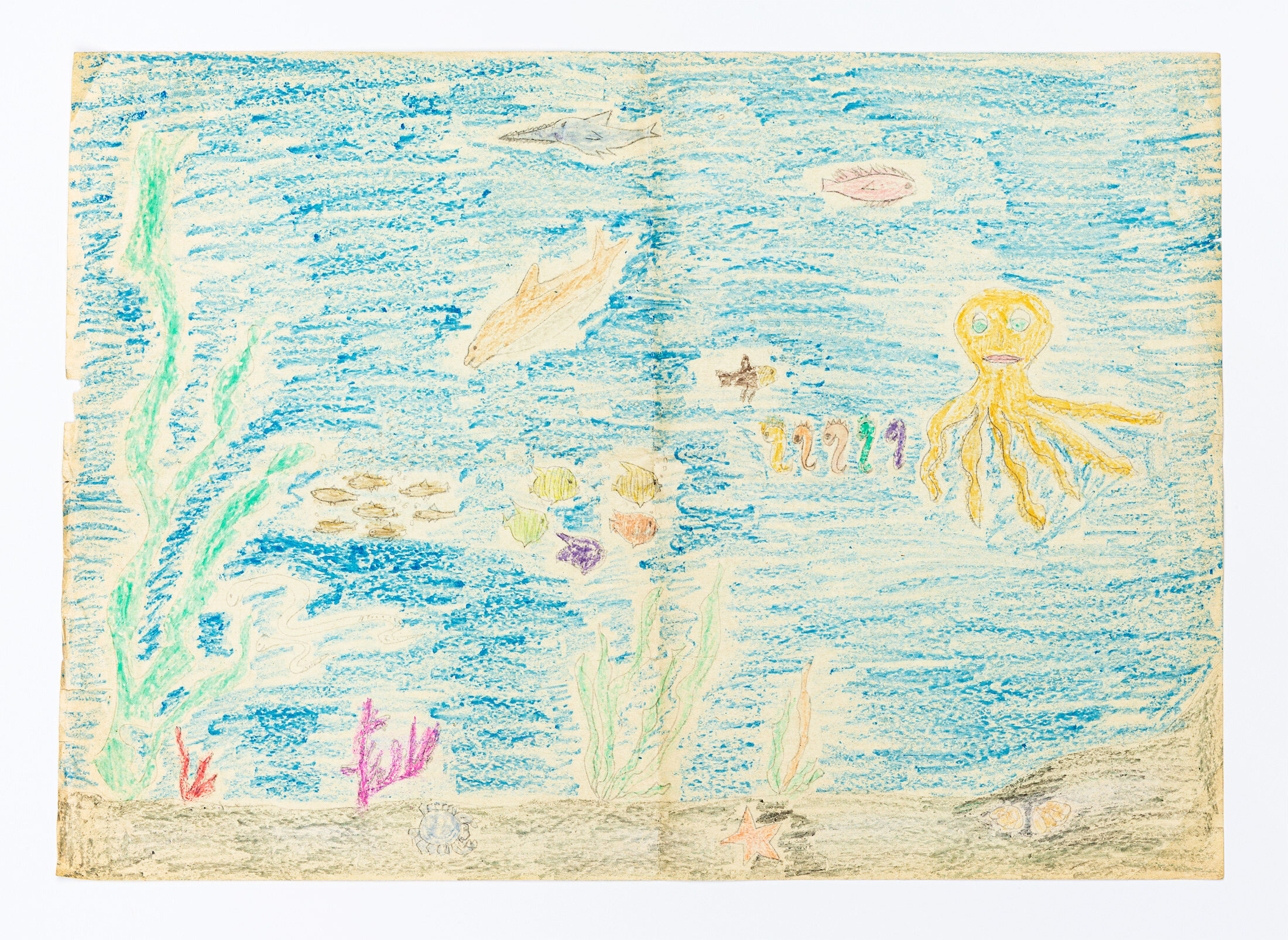 Underwater World, 1995 - wax crayons on printing paper
