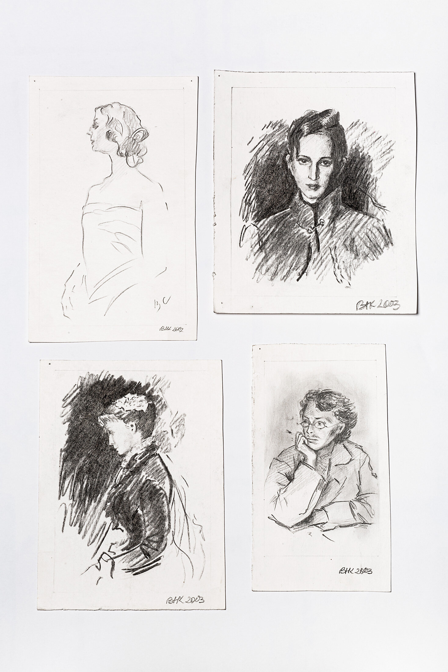 Little Portrait Studies (after 19th century Russian artists), 2002-2003 - graphite pencil and charcoal on paper