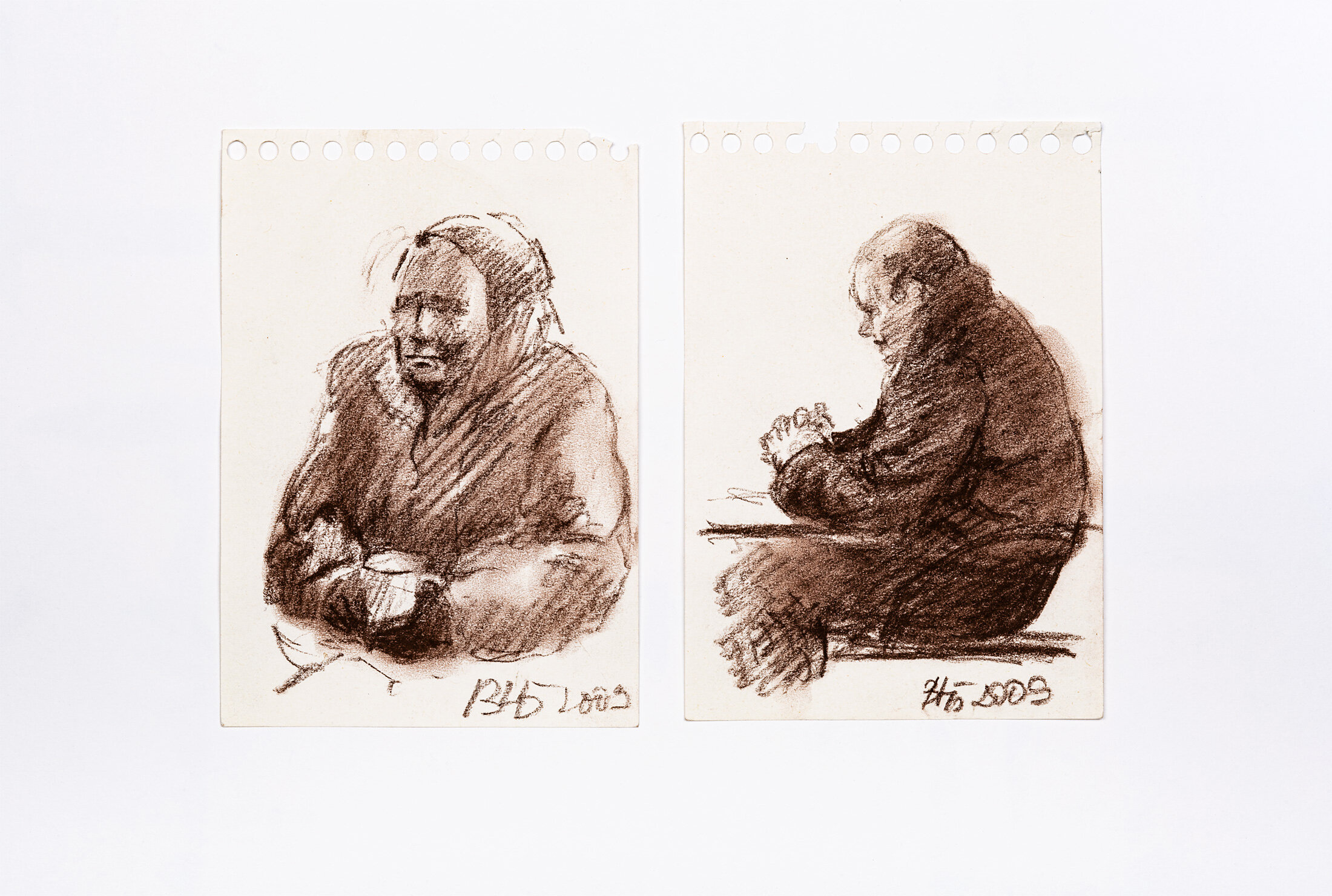 Sketches of Elderly People, 2009 - sanguine on paper