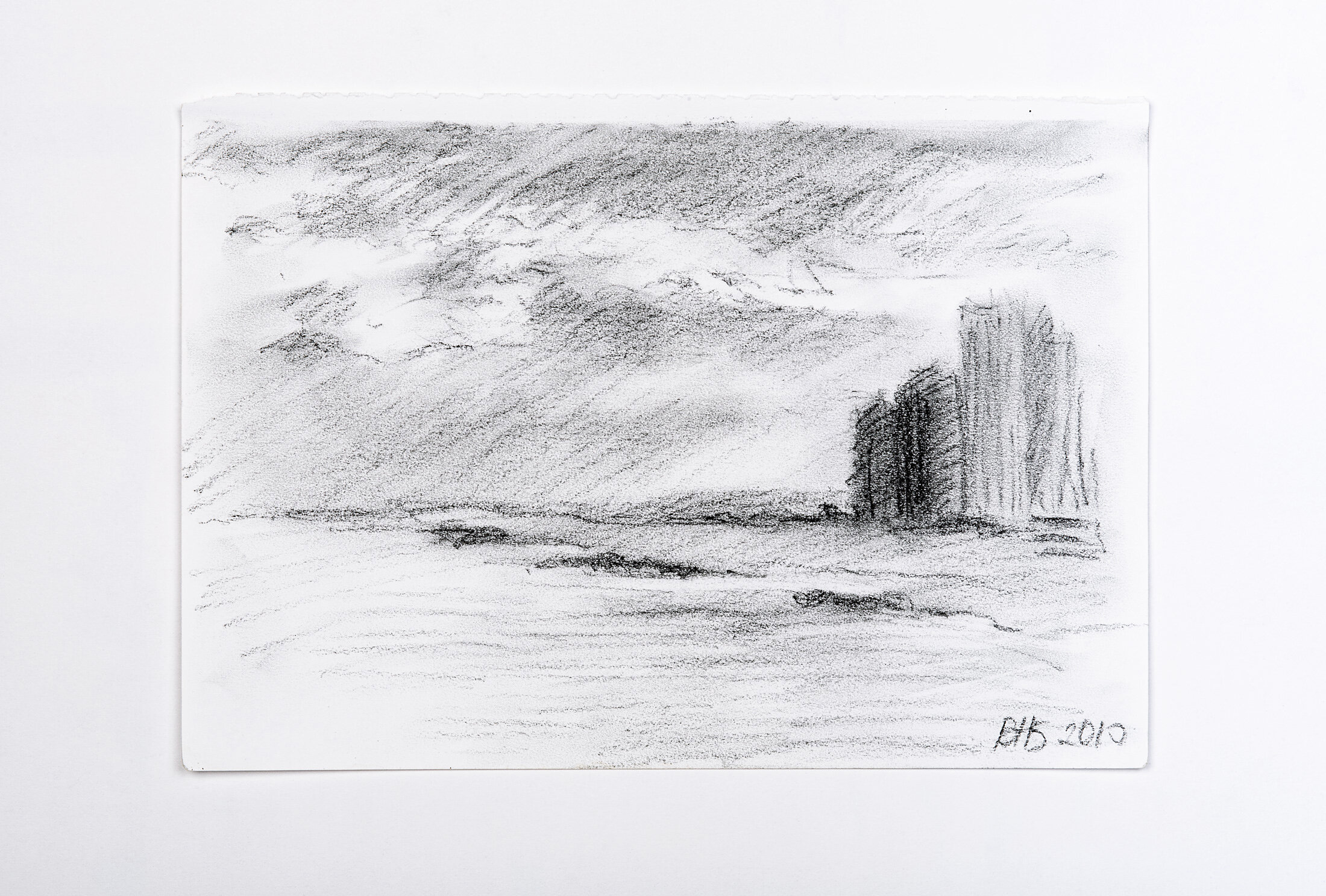 The View from Coney Island Pier. Brooklyn, 2010 - charcoal pencil on paper