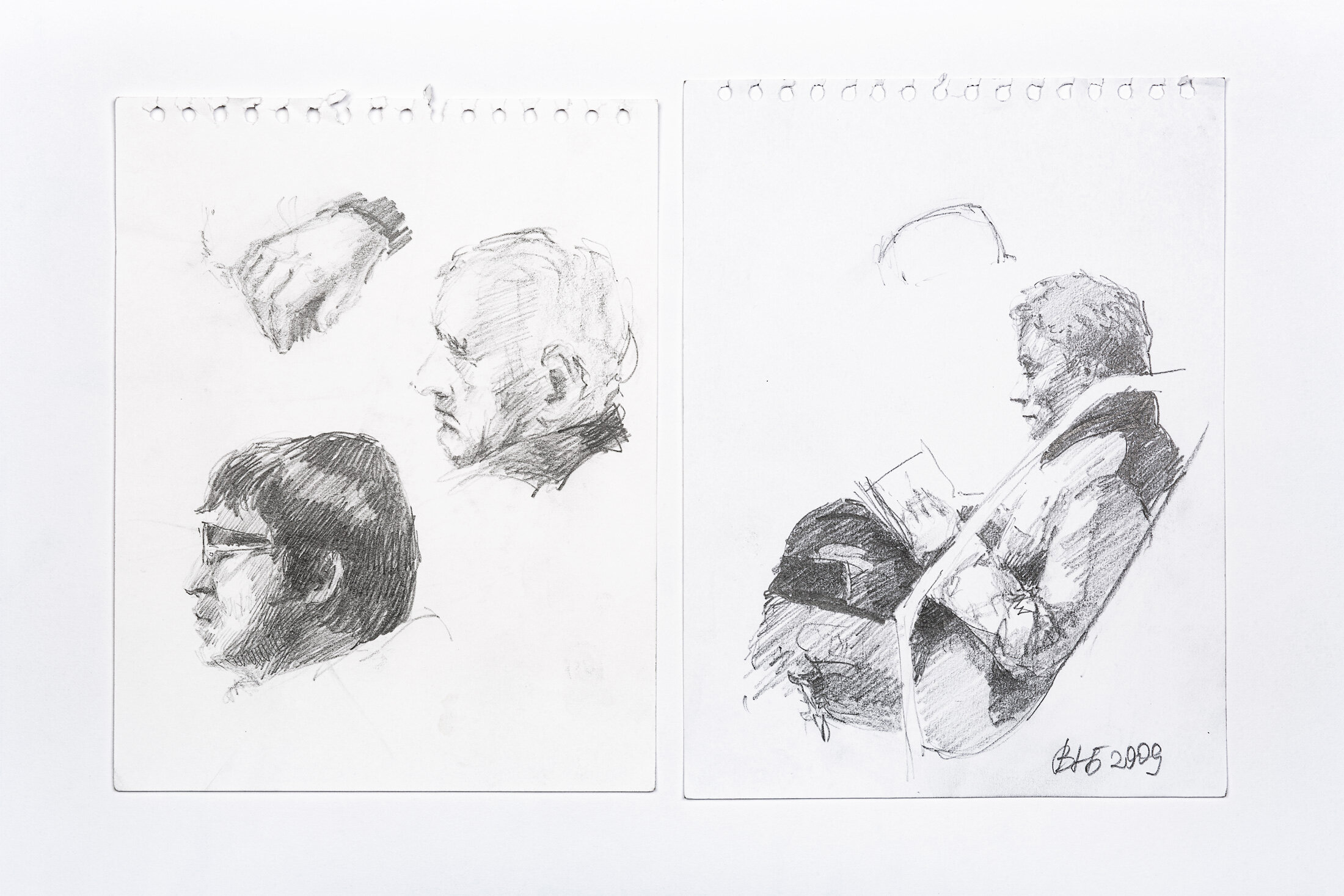 Subway Sketches, 2009 - graphite pencil on paper