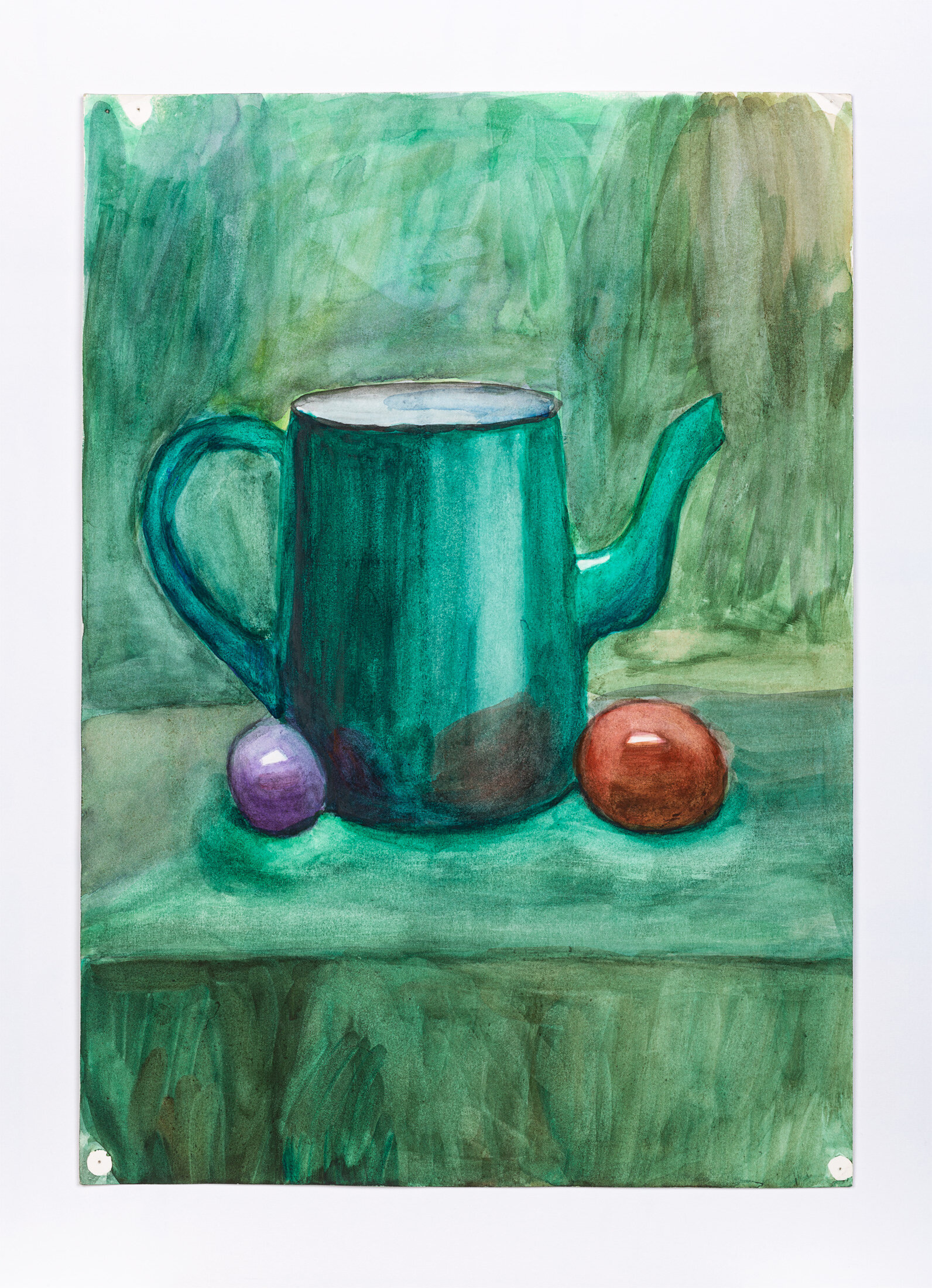 Still Life with Kettle and Wax Fruits, 1999 - watercolor on paper
