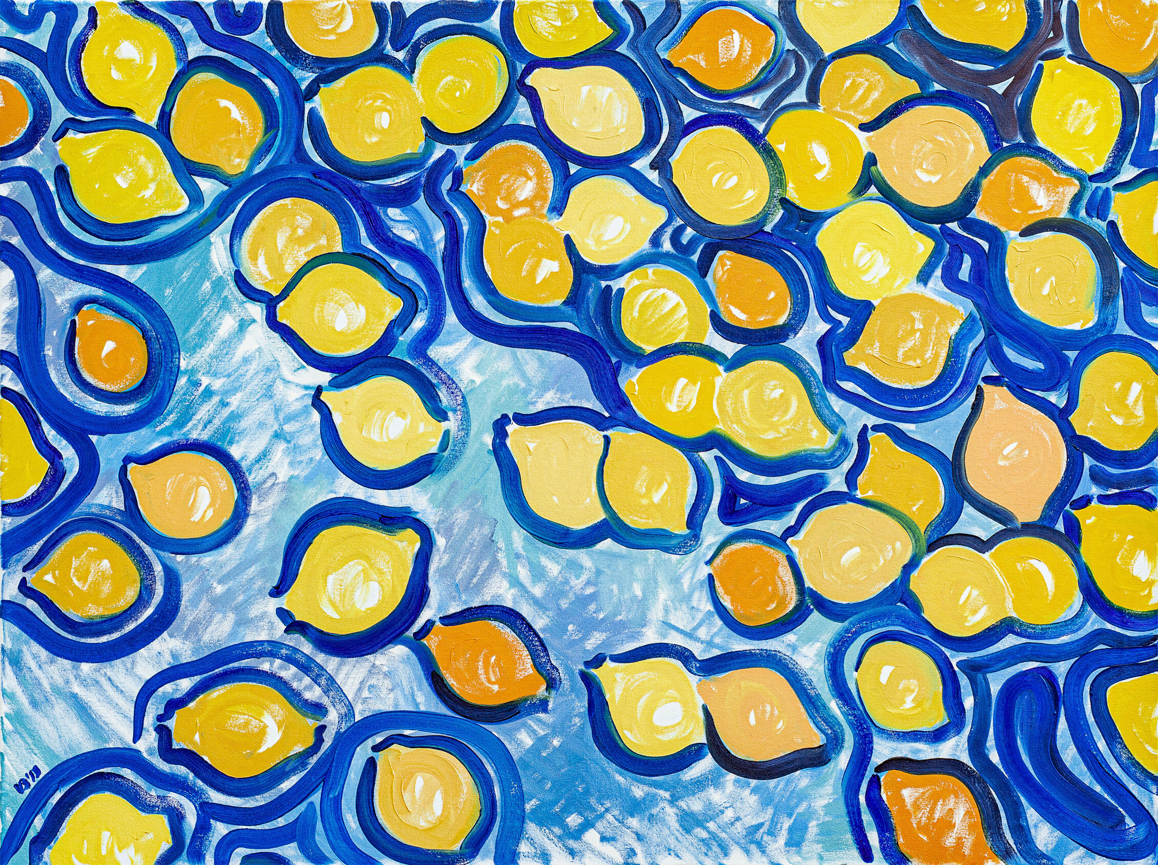 Lemons on Blue, 2019 - oil on canvas, 40x30in