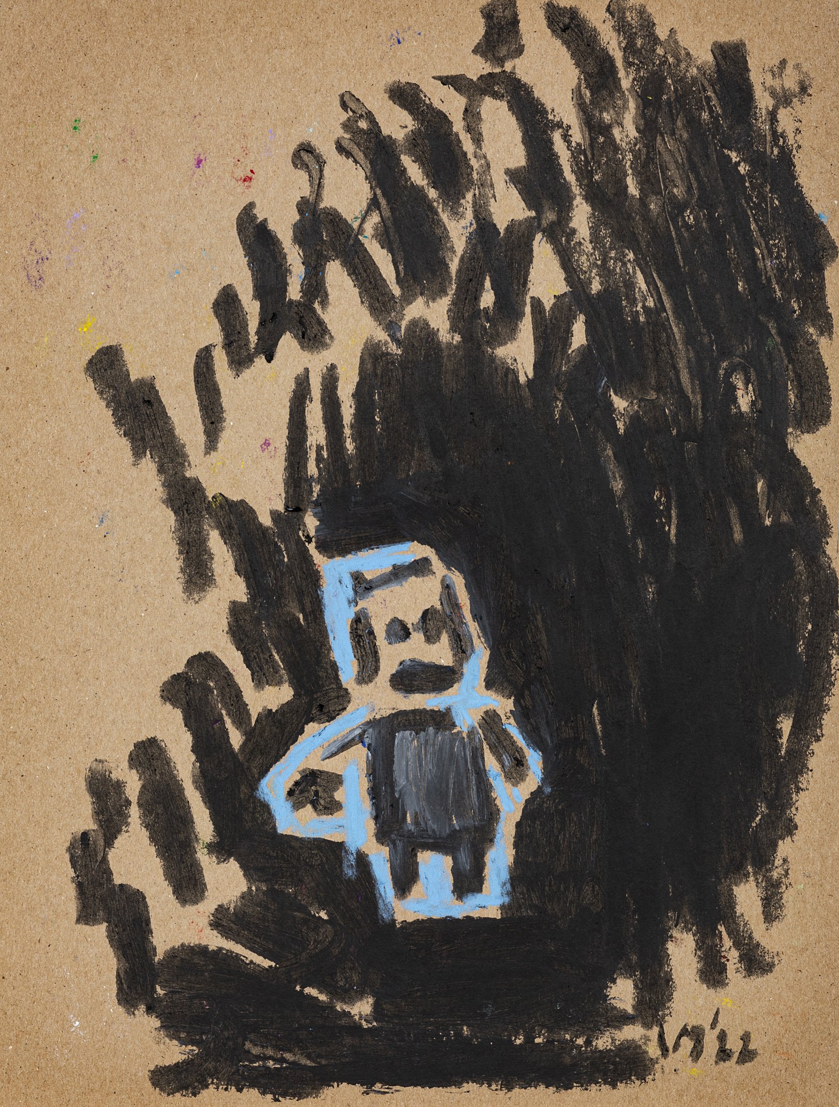 Little Girl, 2022 - tempera sticks on cardboard