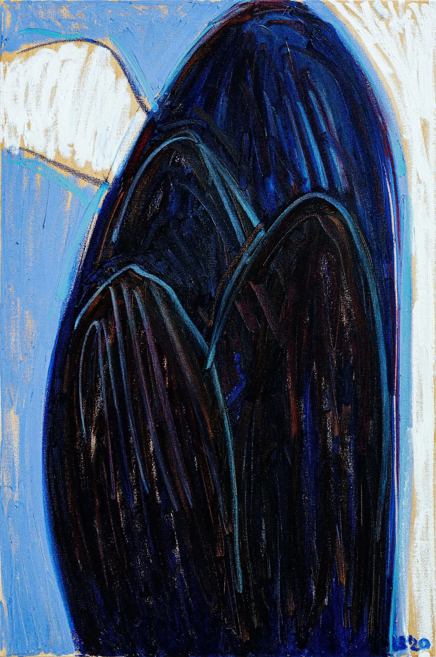 Dark Mountain, 2020 - oil sticks on canvas, 24x36in