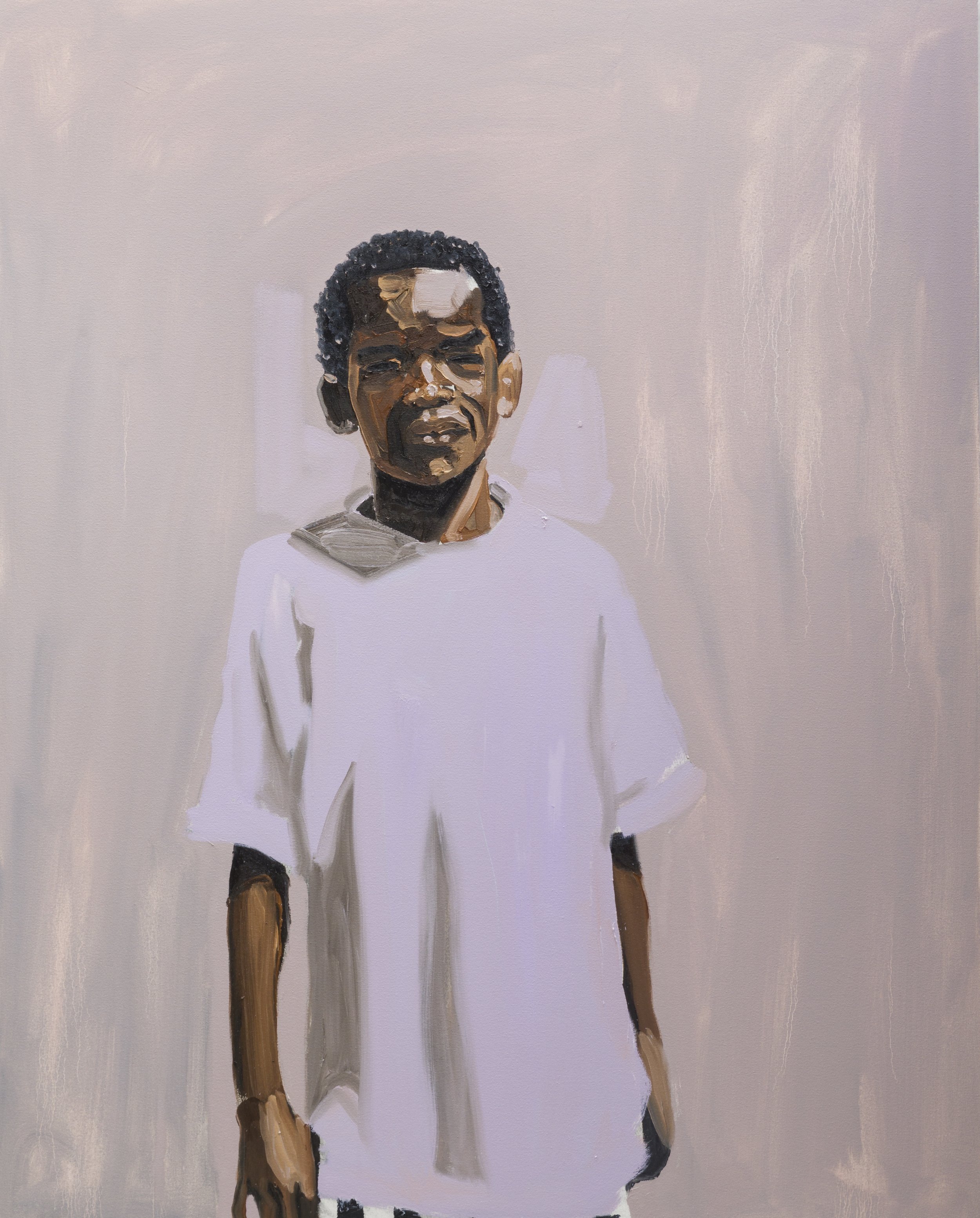   Salvador in purple and grey   50 x 40 in  127 x 101.6 cm  Oil, oil stick on canvas  2021 