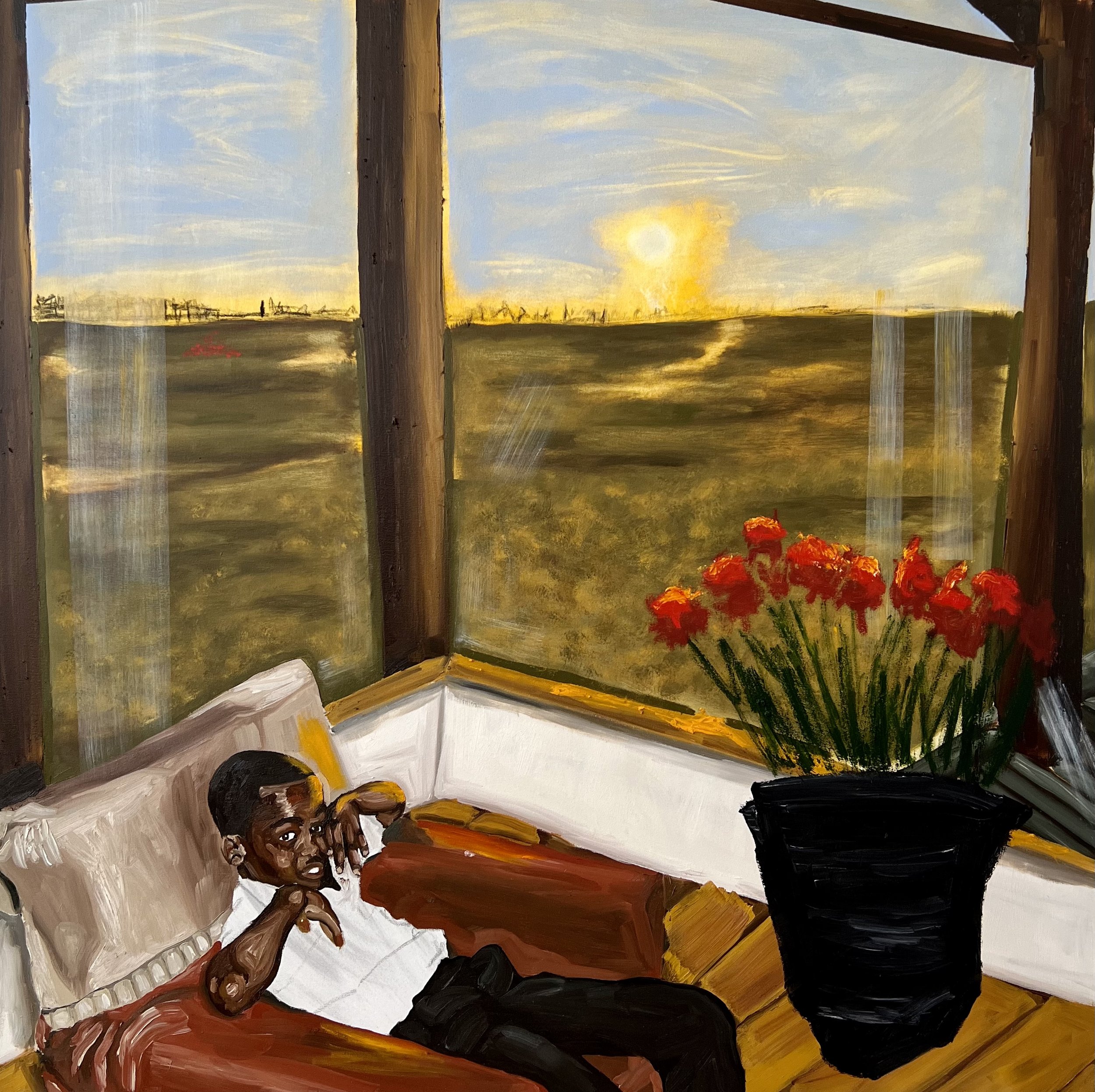 Land of the… Oil, oil stick on canvas 70 1/8 × 70 ¼ in 178.11 × 178.44 cm 2023
