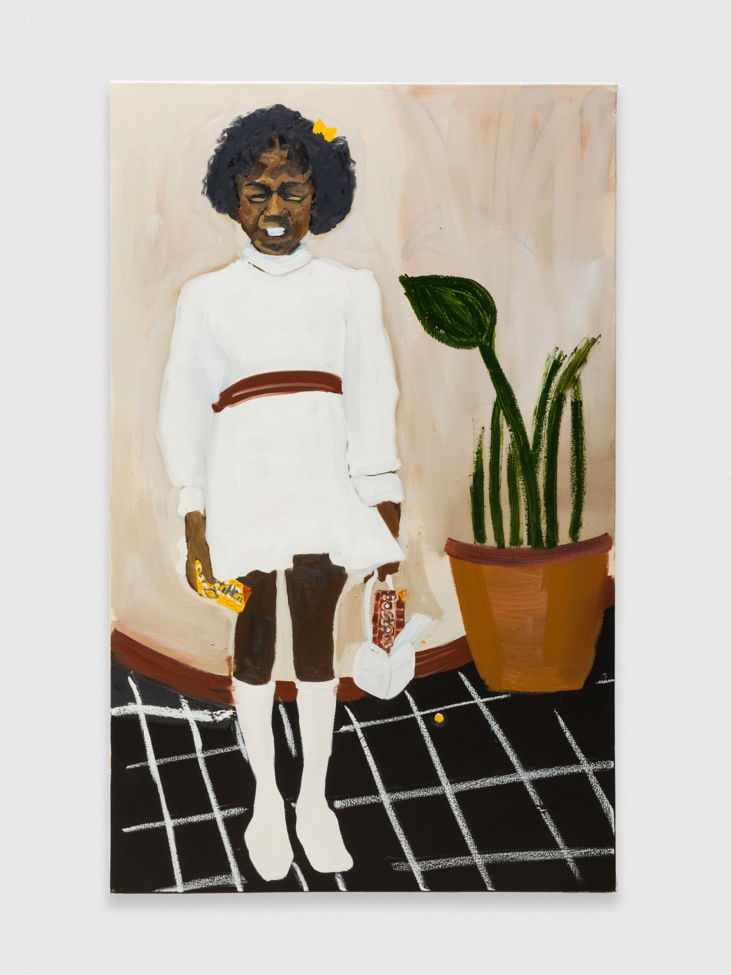 Girl in a white dress Oil, acrylic, oil stick on canvas 40 × 30 in 101.6 × 76.2 cm 2019