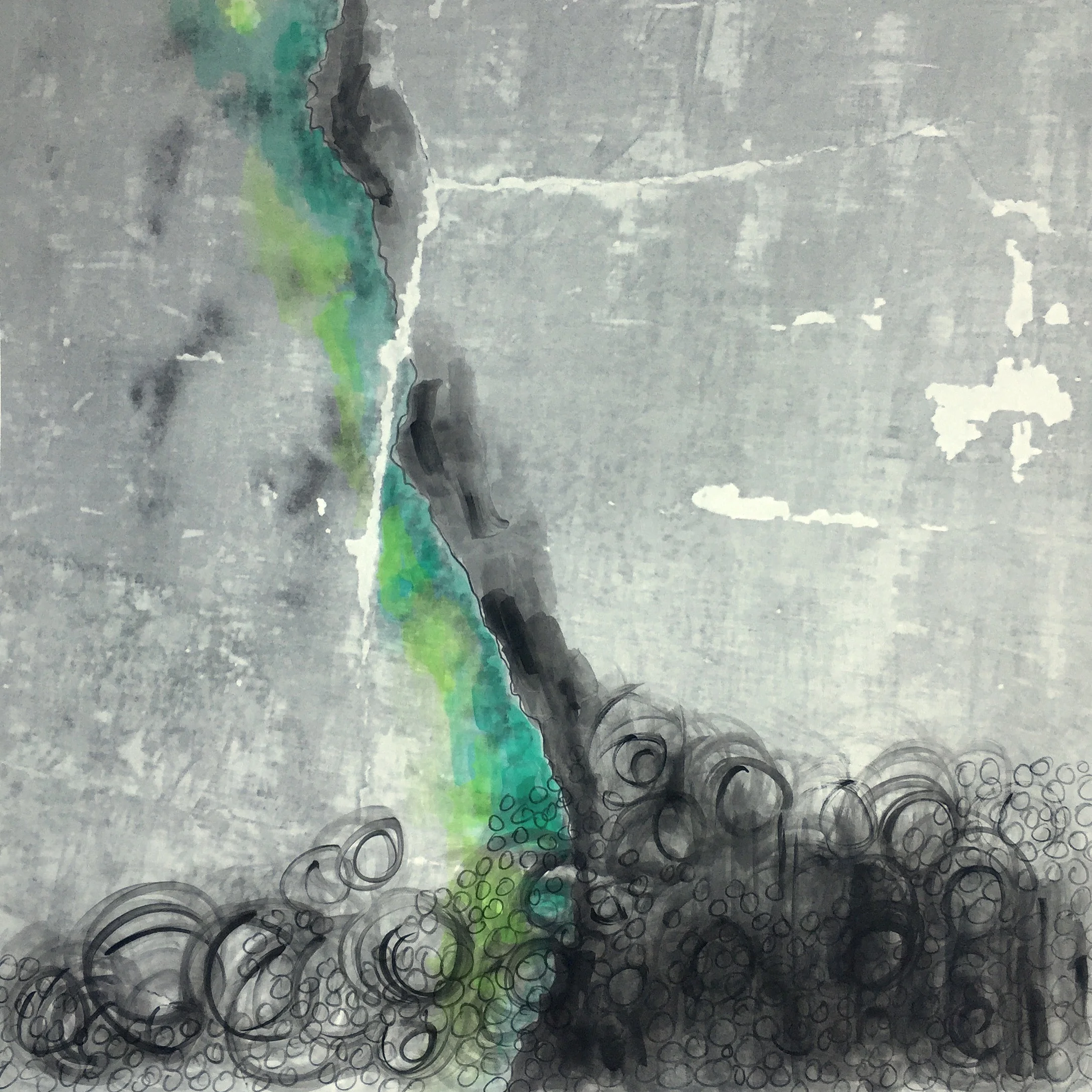 A Meditation on Healing. digital photograph, watercolor, water soluble graphite. 11 x 11 inches. 2015. Karen Anne Glick