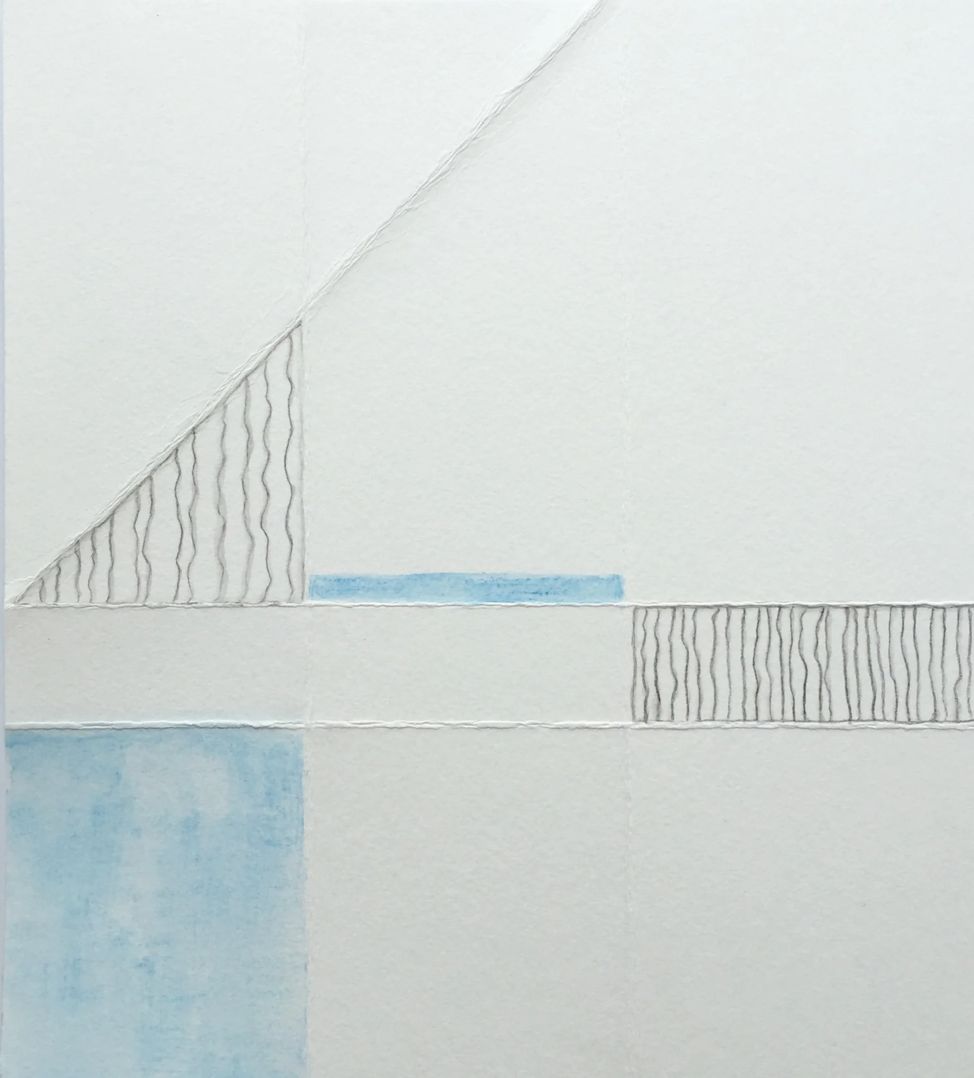 Becalmed . folded drawing with watercolor pencil and graphite. 8 x 9 inches. 2016. Karen Anne Glick