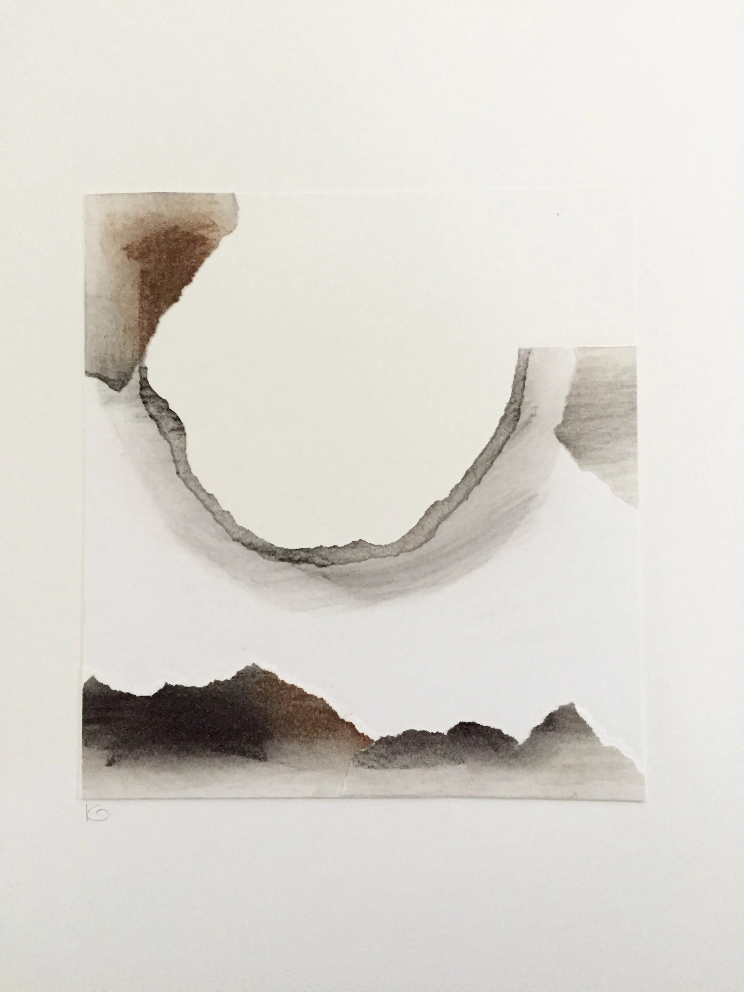 A Certain Peace. Torn paper with pastel. 6.75 x 7.5 inches mounted on 11 x 14 inch vellum bristol. 2016. Karen Anne Glick