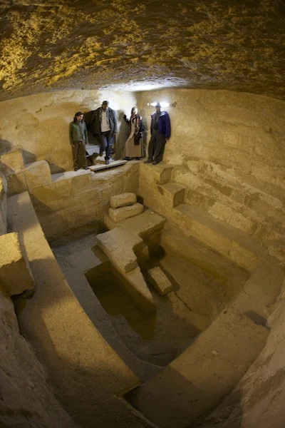 Inside one of the minor pyramid tombs