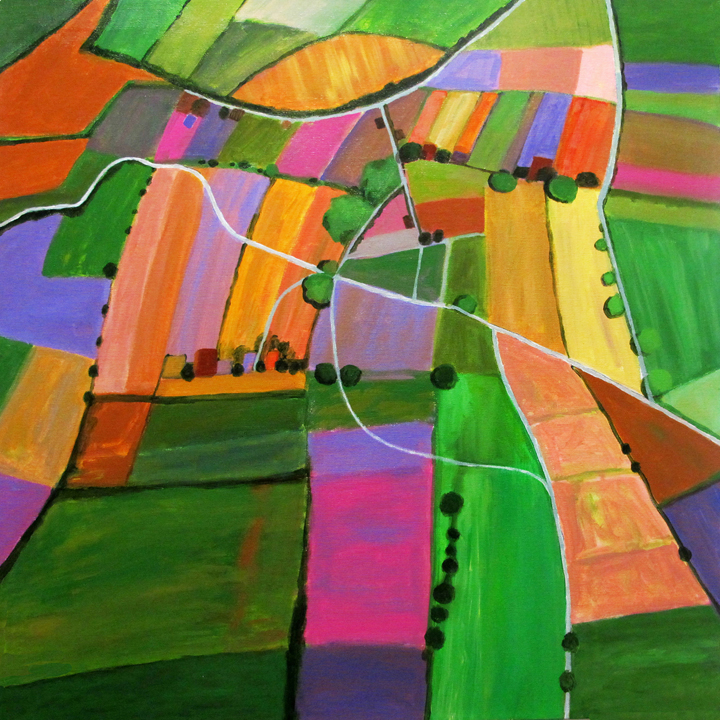 Open Field Cultivation , 30"x30", acrylic on canvas by CoCo Artist Toni S.
