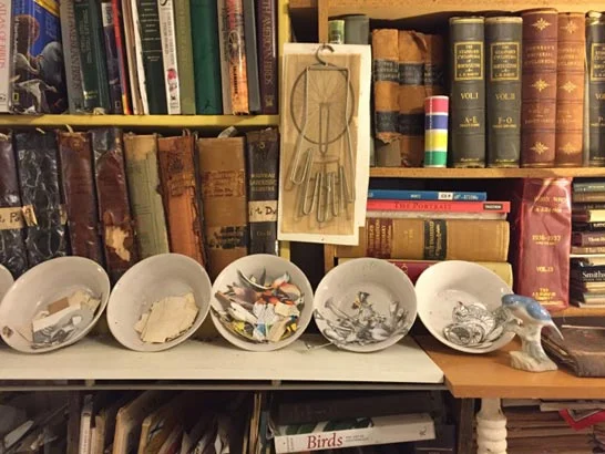 Library or studio? Patrick L. draws inspiration from literature. 
