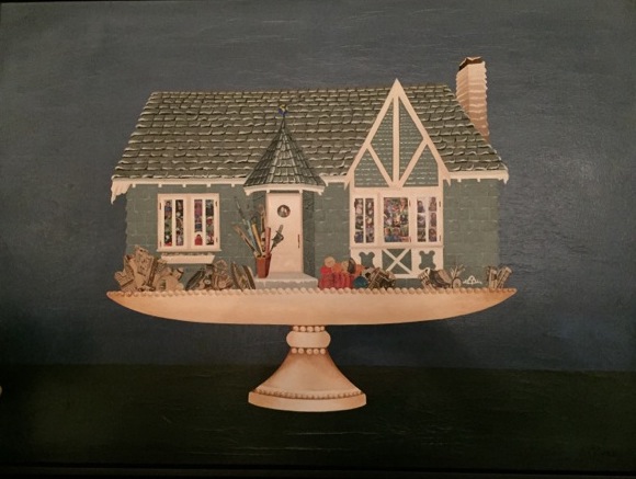 A commission by Patrick L. that uses original family photos in the windows. 