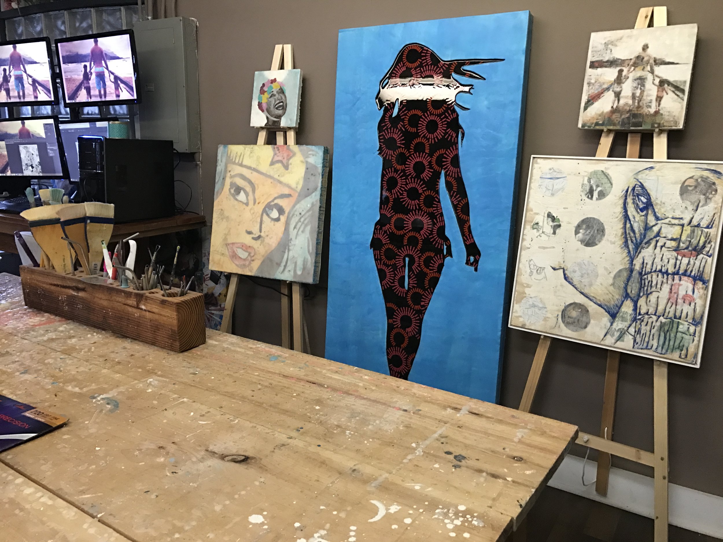 Michael M.'s daughter, Charlie, aptly named his studio "My Life" and he has modeled the space as an area to both create art and interact with his children.