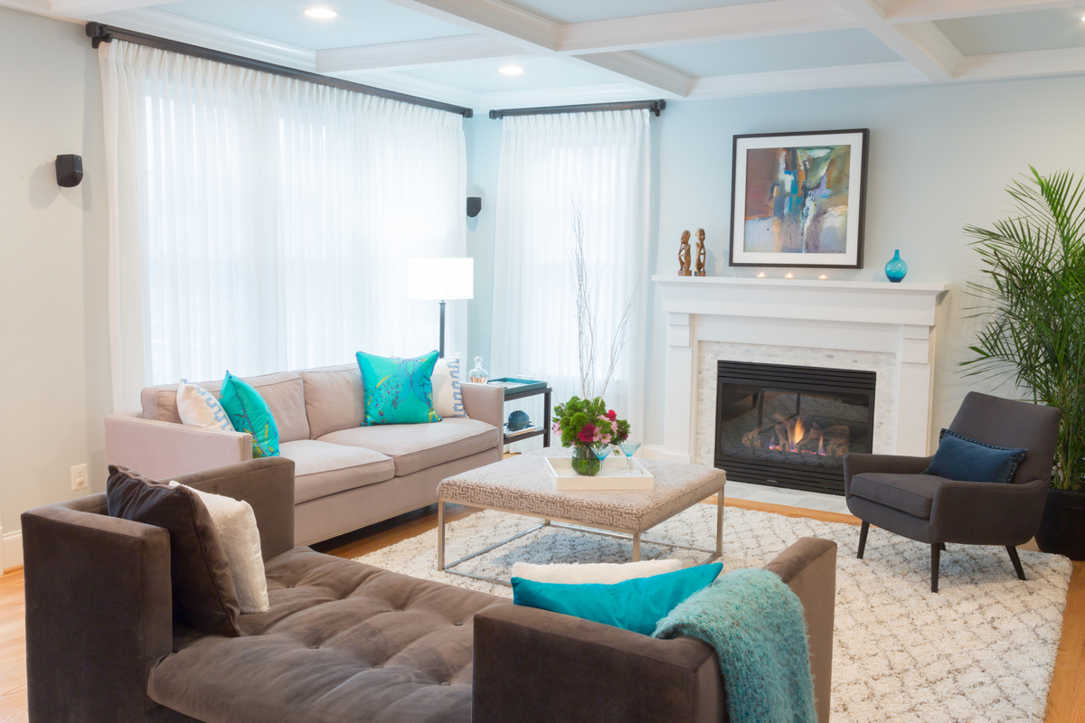 The living room where the painting will reside.