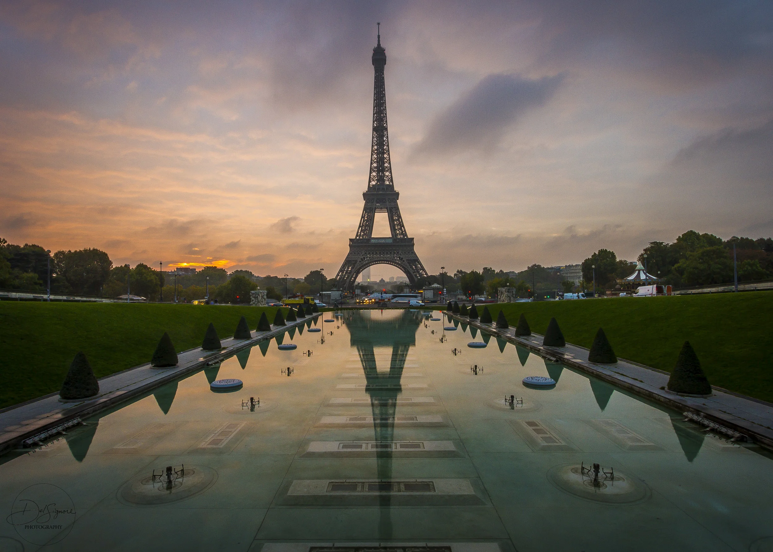 Sunrise reflections at Trocadero