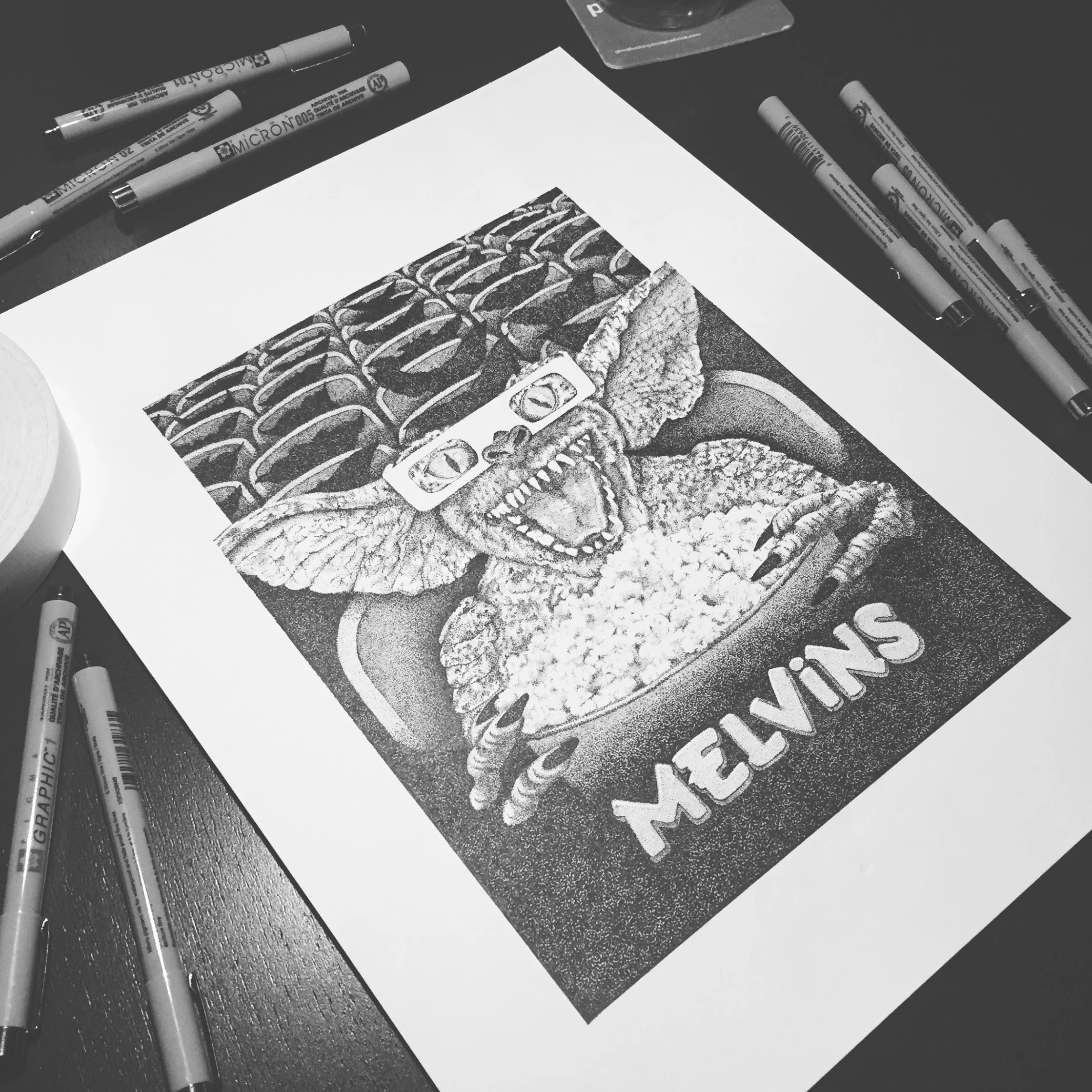 Anonymous vs. Melvins:  The results of stippling after midnight