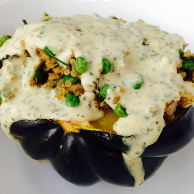 Stuffed Acorn Squash with Quinoa and Kale