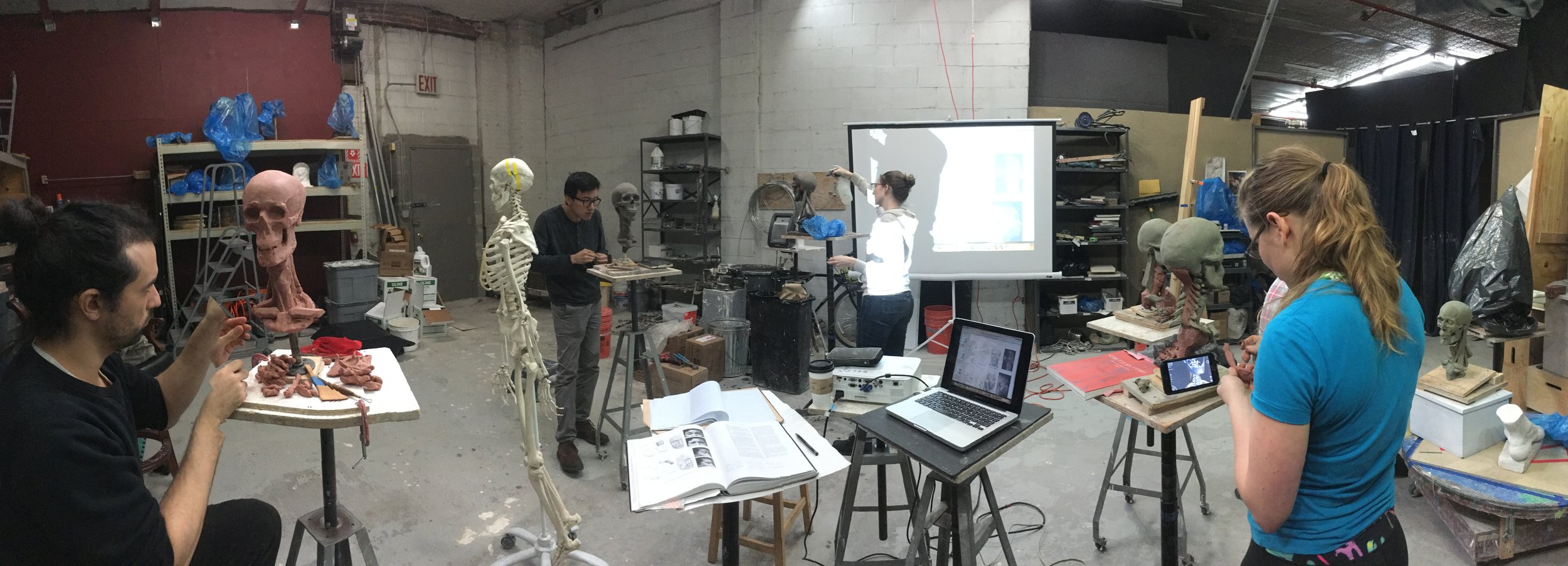 Students in Ecorche Boot Camp at the Grand Central Atelier. We use a combination of references from life, artistic anatomy books, and 3d apps. 2017.