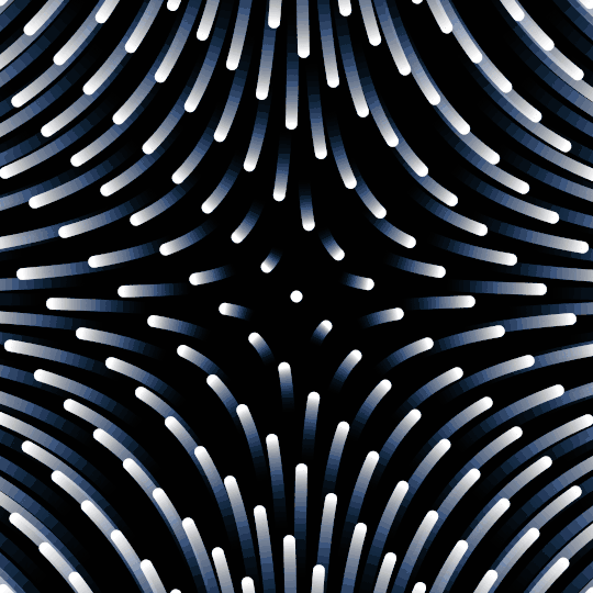 White points on a black background moving by the modular flow