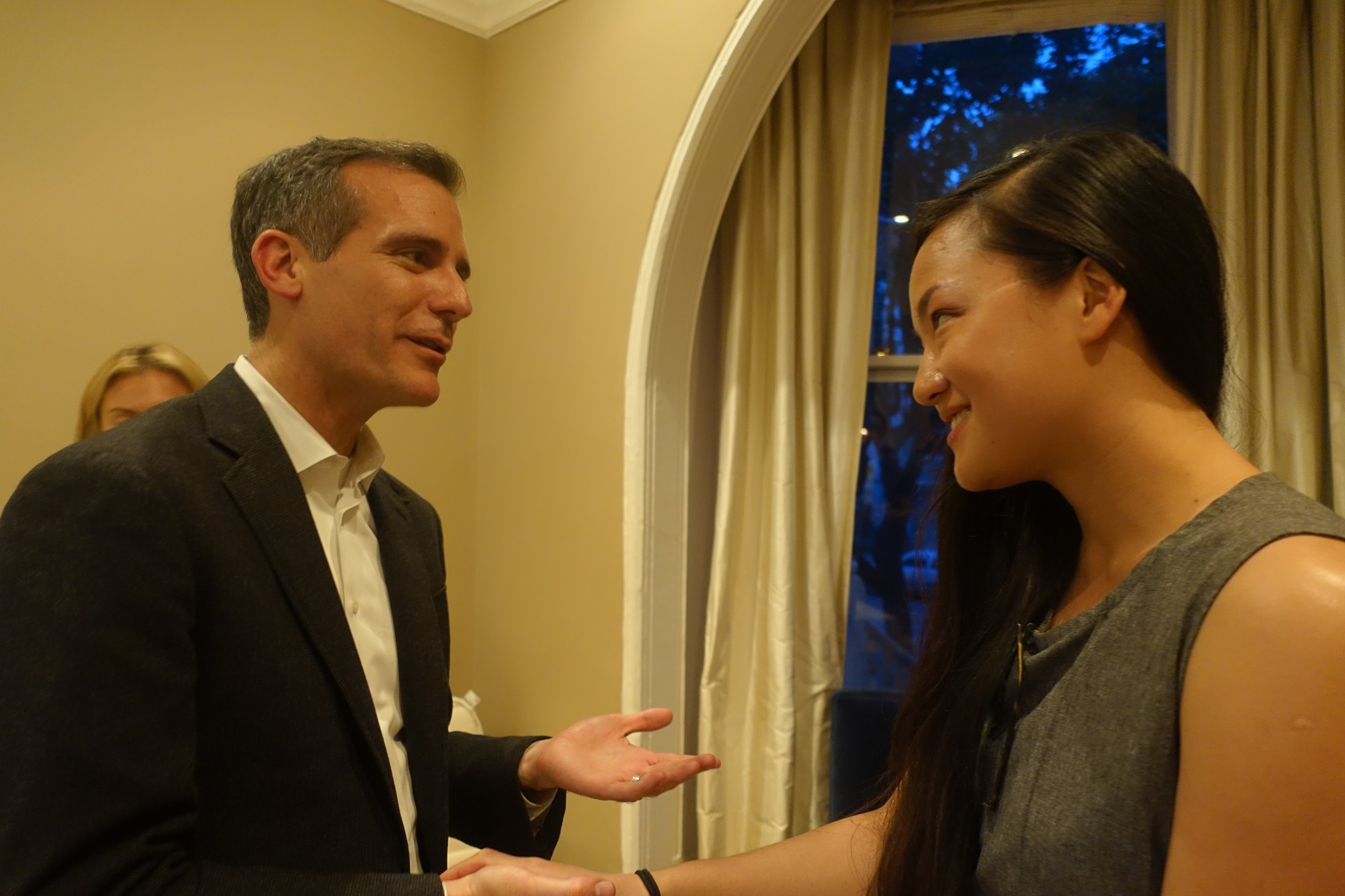 Rebecca Lee and Mayor Garcetti