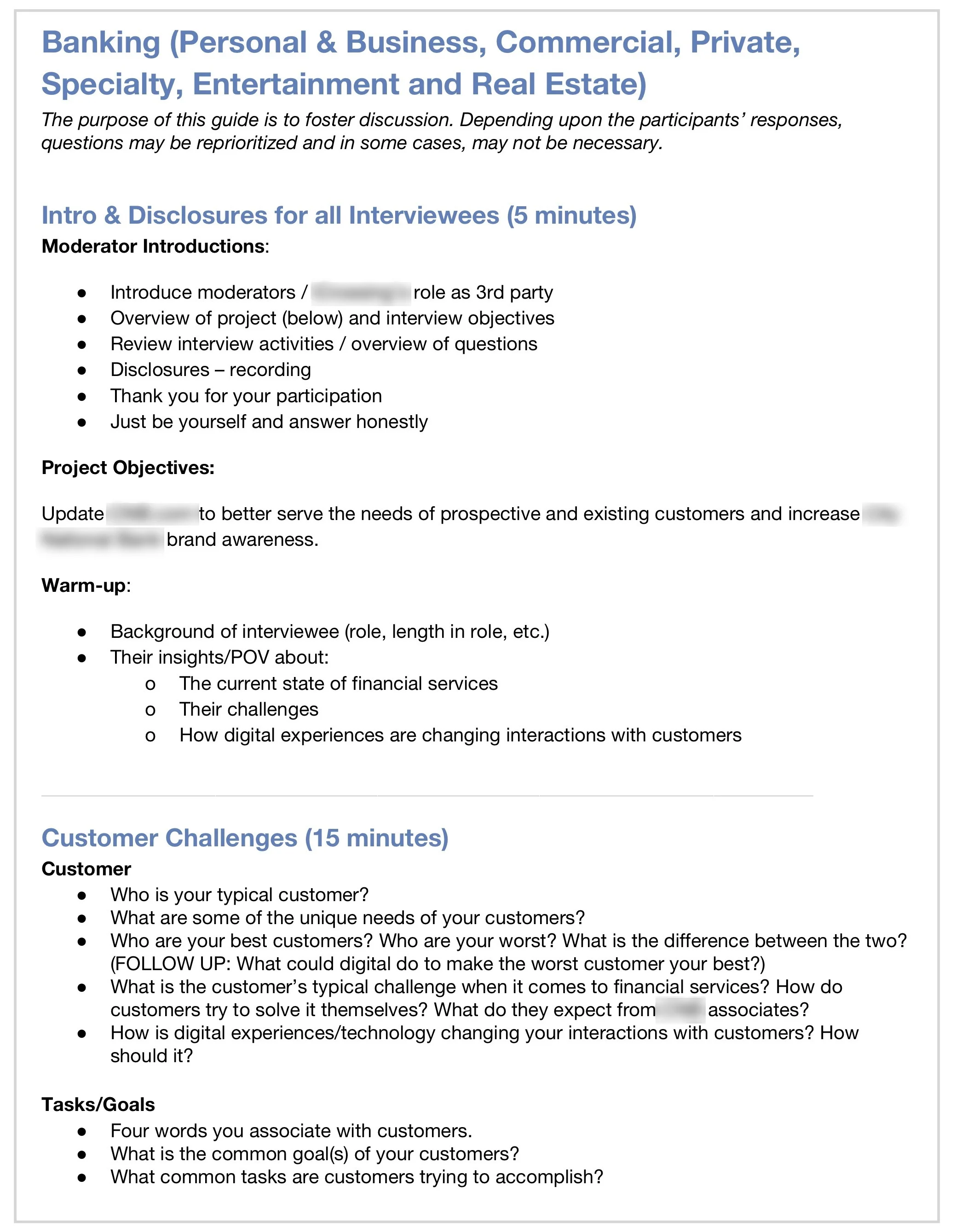 Sample: Excerpt from stakeholder interview script.