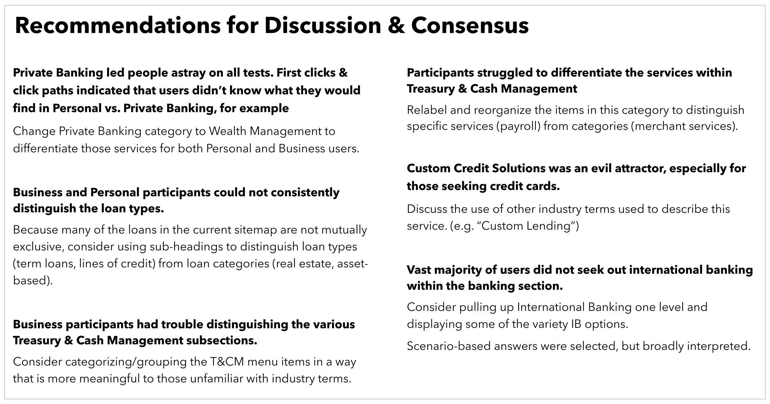 Excerpt: Long-term fixes requiring more consideration and client input.