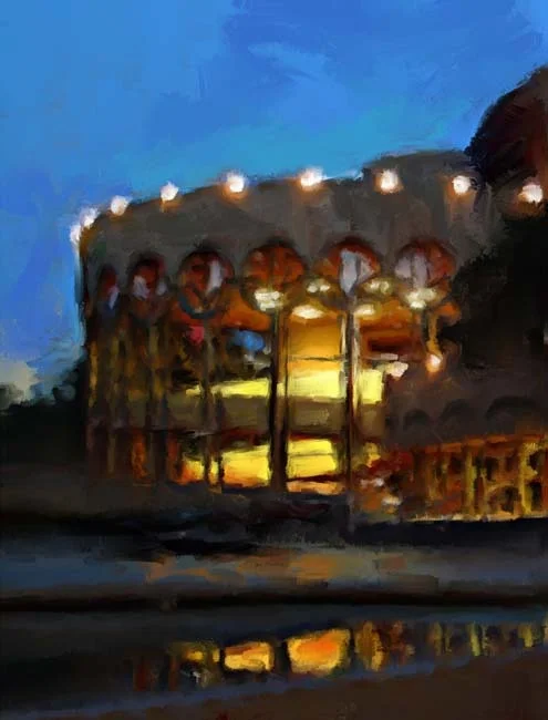   San Jose Center for the Performing Arts, Frank Lloyd Wright Foundation 
 Painted from a photo by Paul Tumason &copy;2007  