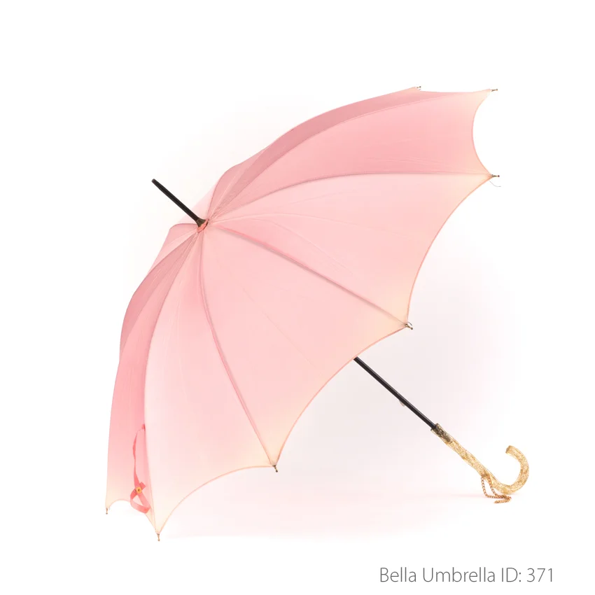 Umbrella ID | Solid Pink Umbrella Bamboo Handle | Bella Umbrella | Vintage Umbrella Rentals