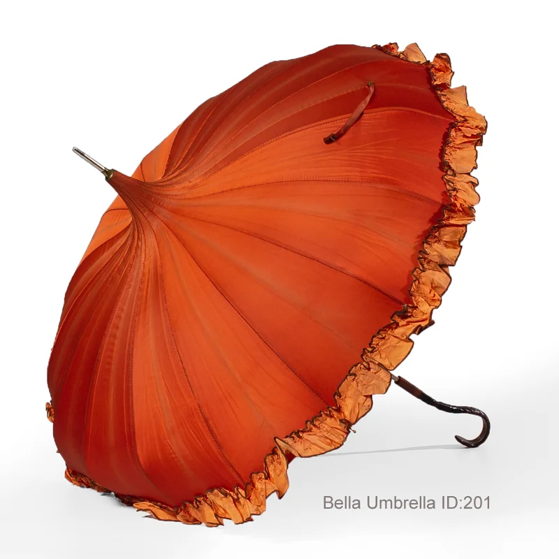 Umbrella ID 201 |Amber Ruffled Pagoda Umbrella | Bella Umbrella | Vintage Umbrella Rentals