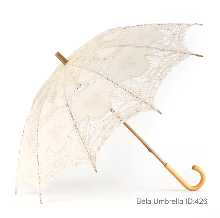 Umbrella ID 426 | Ivory Battenburg Lace Parasol | Bella Umbrella | Vintage Umbrella Rentals