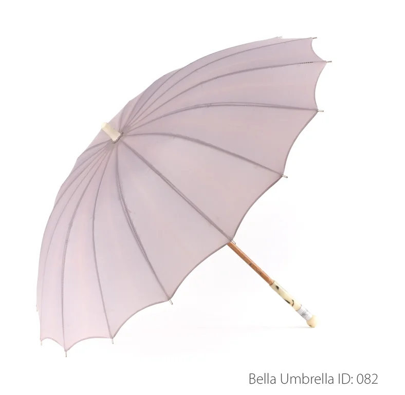 Umbrella ID 082 | Pale Lavender Gray Sixteen Rib Umbrella | Marble Post Handle | Bella Umbrella | Vintage Umbrella Rentals